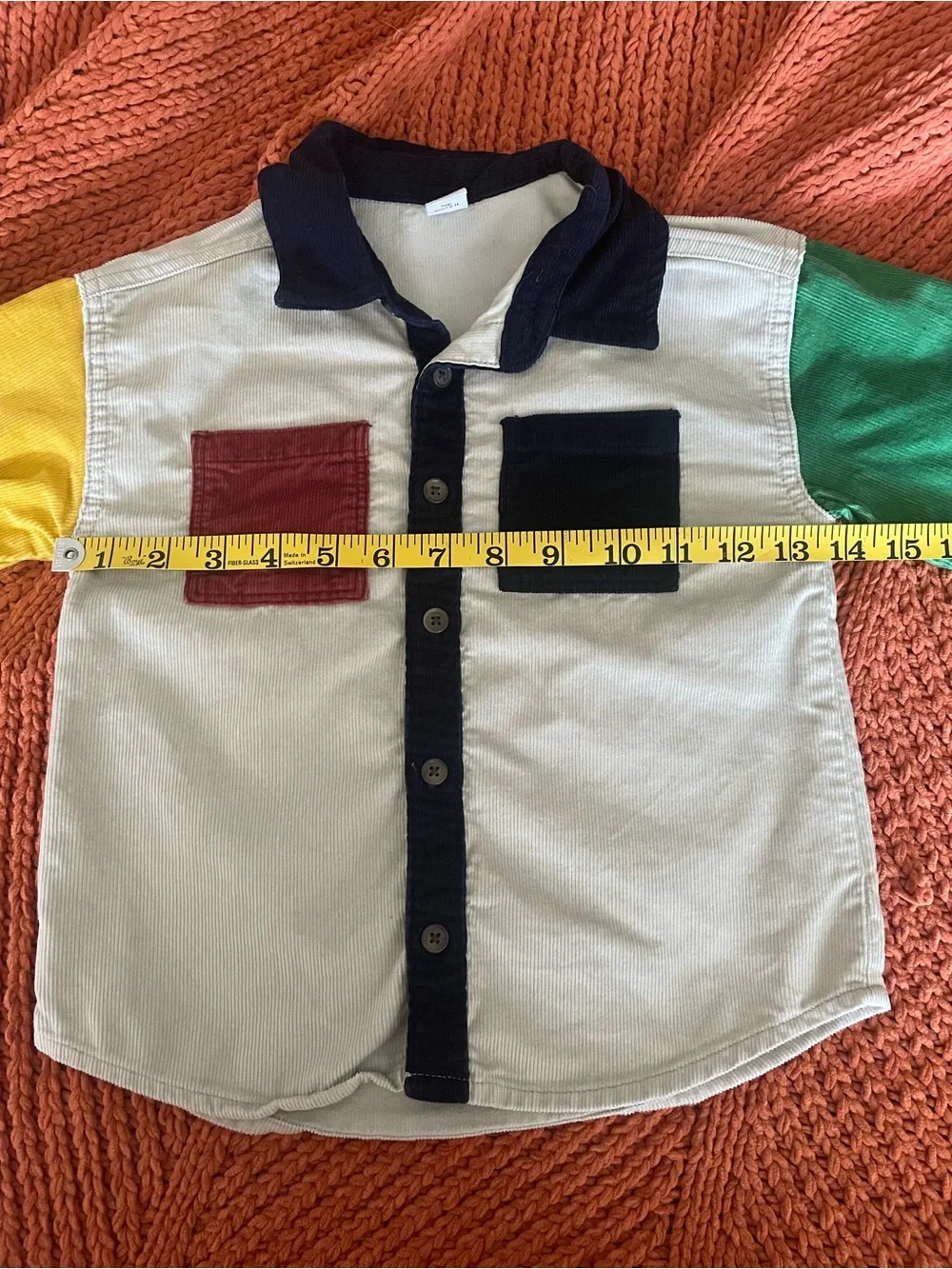 Old Navy Toddler Boys 4T Long Sleeve Color Block Button-Up Shirt Pocket